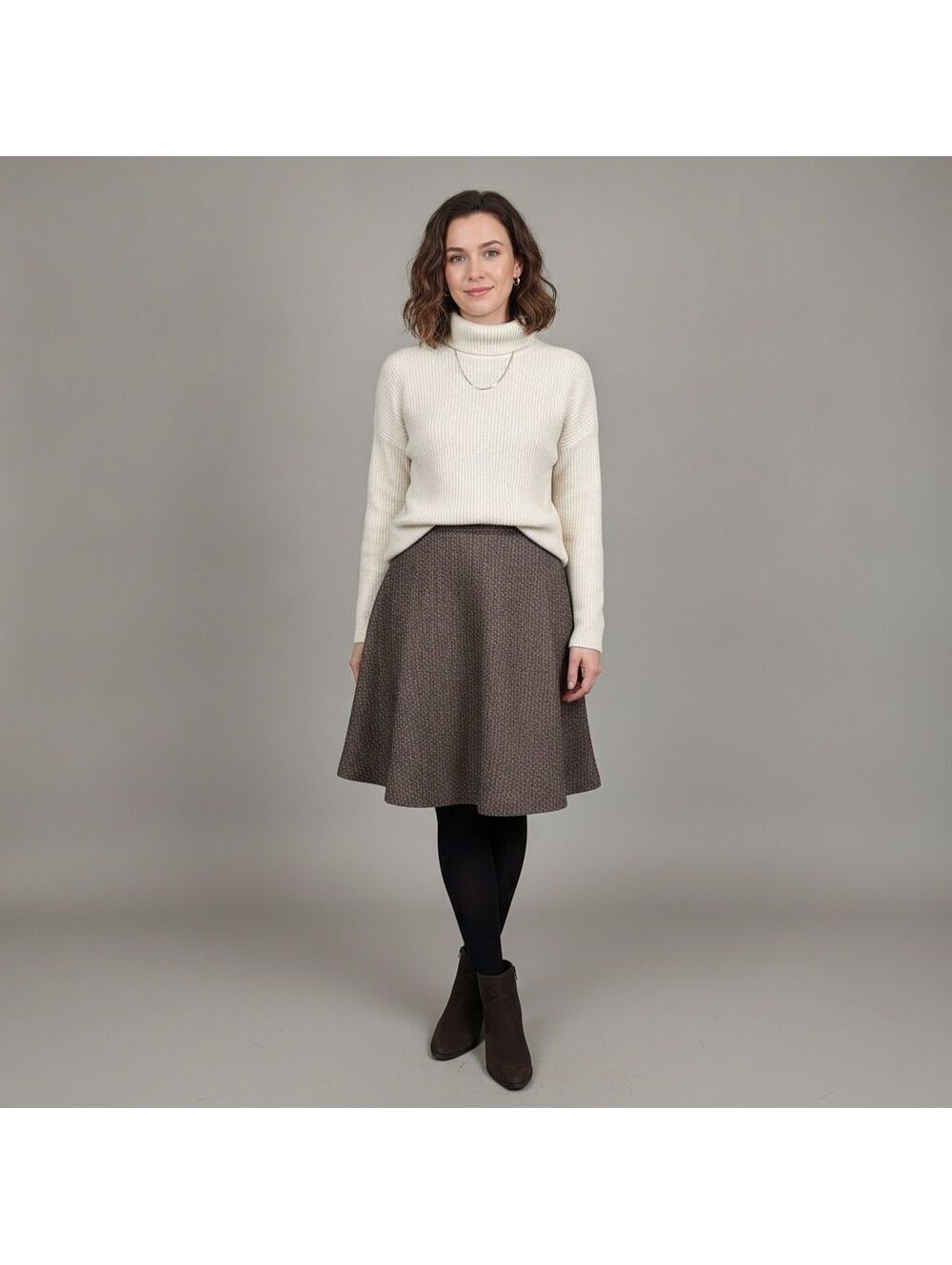 Orvis Brown Tweed A-Line Skirt Size M
